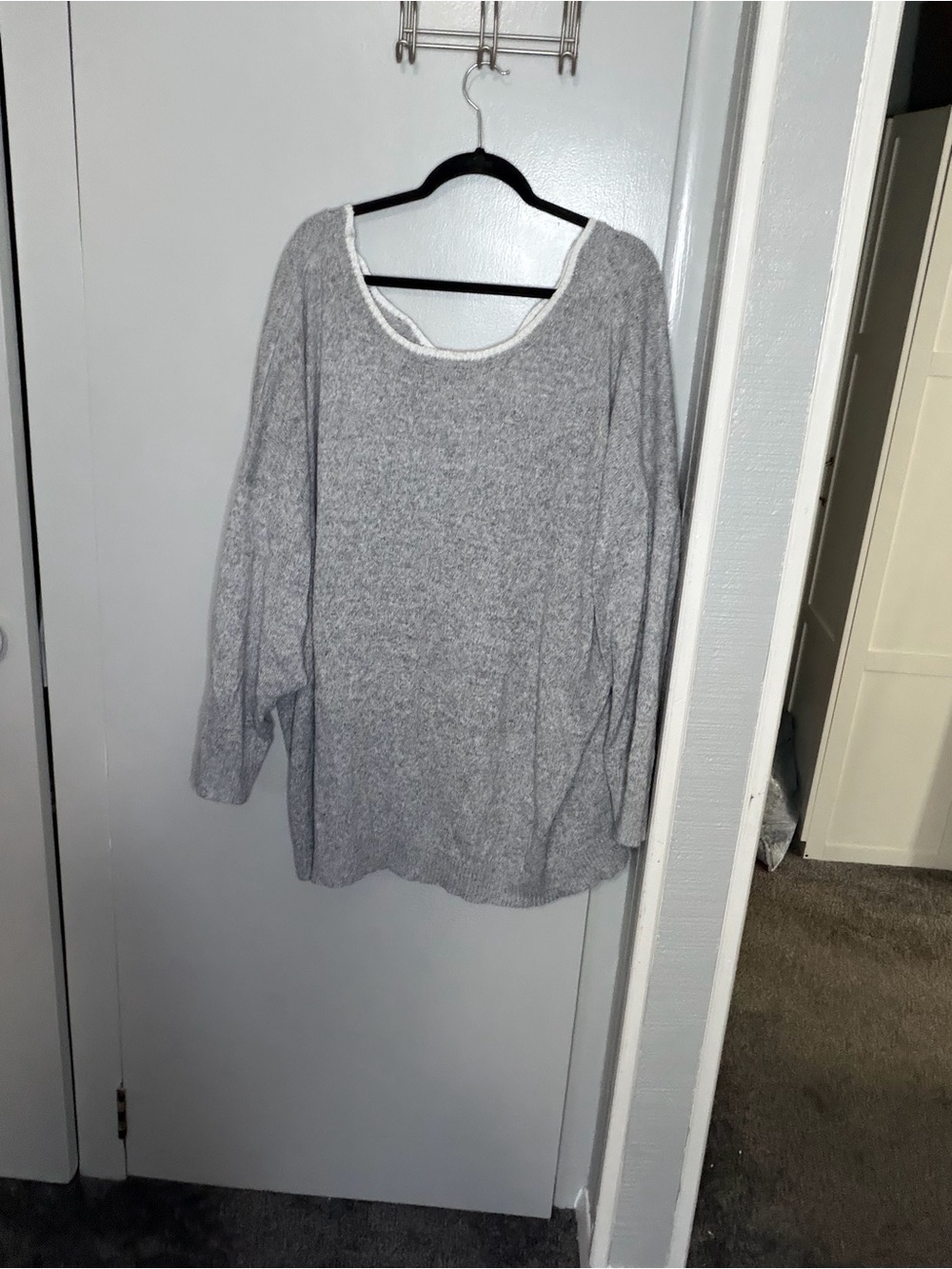 BloomChic Gray Scoop Neck Cozy Knit Sweater